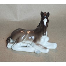Porcelain figurine of a reclining foal, LFZ, USSR porcelain.