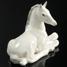 White Lying Foal Lomonosov porcelain figurine
