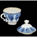Cobalt Gold Cup with Lid and Saucer Basket Russian Imperial Lomonosov Porcelain