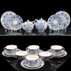 22K Gold Cobalt Tea Set Convolvulus 6/22 Russian Imperial Lomonosov Porcelain