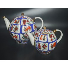 Teapot Set – Filler & Brewer – Tulip form, Russian folk art design, IFZ, New.