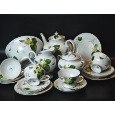 Vintage tea set, Moscow shape, Golden Nut design, 4/16, LFZ, USSR porcelain.