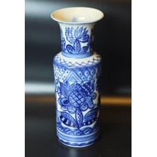 Blue Flower vase, Cylindrical form, LFZ, USSR porcelain.