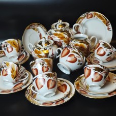 Vintage Fizalis Tea Set, Vesennaya Factory, 6/22, LFZ, USSR porcelain.
