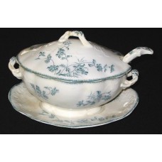 Beautiful vintage J&G Meakin Hanley plate and gravy-boat with lid and amazing ladle - 4 pieces set