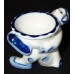USSR 1950s White and Blue Unique Porcelain Open Salt Skomorokh