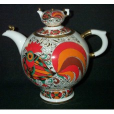 The vintage tea set  Golden Cockerel  was made in 1970ss in Leningrad, USSR