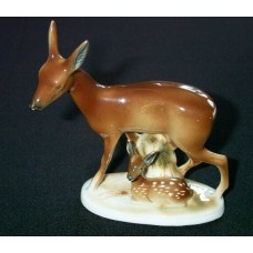Beautiful Deer - mother and baby- old German porcelain figurine