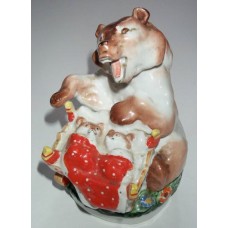 Bear - baby sitter rare Lomonosov porcelain figurine 1950s USSR