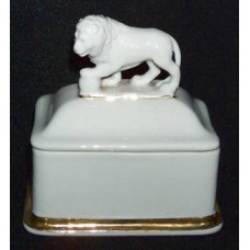 USSR 1950s Porcelain box lion with ball LZFI