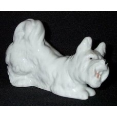 Beautiful white Terrier old German porcelain figurine 1950'