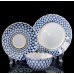 Russian Gold Cobalt Net Tea Cup, Saucer and Plate Russian Lomonosov porcelain