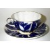 Cobalt gold tea cup and saucer Winter Evening Lomonosov porcelain