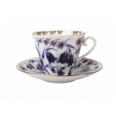 Cobalt cup and saucer Bluebells Lomonosov porcelain