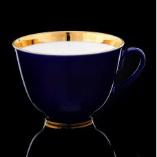 Cobalt tea cup saucer plate night Lomonosov porcelain