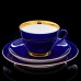 Cobalt tea cup saucer plate night Lomonosov porcelain