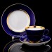 Cobalt tea cup saucer plate night Lomonosov porcelain