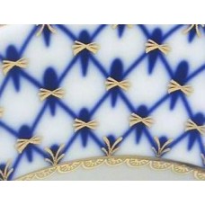 Gold Cobalt Net Covered Cup with Lid and Saucer Lomonosov porcelain