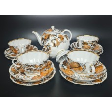 Vintage Violet tea set pieces, Dulevo porcelain.