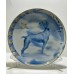 White and Blue Decorative Plate Dog Lomonosov Imperial Porcelain