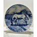 White and Blue Decorative Plate Dog Lomonosov Imperial Porcelain