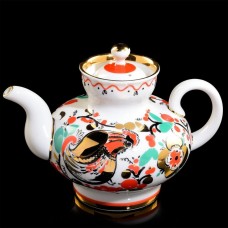 Teapot Cockerels Imperial Lomonosov Porcelain