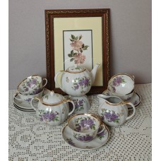 Lilac tea set with sugar bowl, Dulevo, 6/16 pieces.