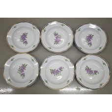 Vintage Lilac Soup Plates Dulevo, USSR porcelain.