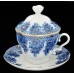 Cup and saucer with lid, Gift pattern Garland, IFZ, new.