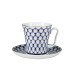 Russian Gold Cobalt Net Coffee Mug and Saucer Lomonosov porcelain