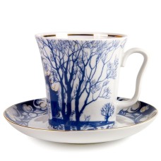 Cobalt Gold Coffee Mug and Saucer Lomonosov porcelain