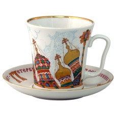 Mug and Saucer Church of the Savior on Blood Imperial Lomonosov Porcelain