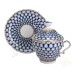 Gold Cobalt Net Covered Cup with Lid, Saucer Lomonosov porcelain