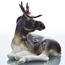 Large Resting Moose Lomonosov porcelain figurine