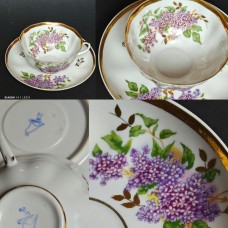 Lilac Tea Pairs, Dulevo, USSR porcelain.