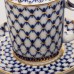 22K Gold Mug with Lid and Saucer Cobalt Net Imperial Lomonosov Porcelain