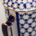 22K Gold Mug with Lid and Saucer Cobalt Net Imperial Lomonosov Porcelain