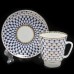 22K Gold Cobalt Net Bone China Cup and Saucer Lomonosov Porcelain