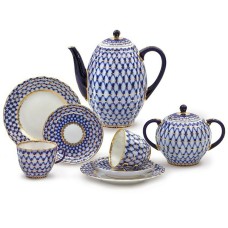 This elegant 22K Gold Cobalt Net porcelain coffee set with a magnificent original design will complement any meal - whether it is an ordinary tea part