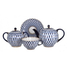 This elegant 22K Gold Cobalt Net porcelain tea set with a magnificent original design will complement any meal - whether it is an ordinary tea party w