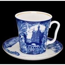 Mug and Saucer Russian Church Imperial Lomonosov Porcelain