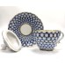 Gold Cobalt Net Covered Cup with Lid, Saucer Lomonosov porcelain