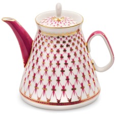 22K Gold Large Teapot Pink Net Imperial Lomonosov Porcelain