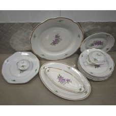 Vintage Lilac Dulevo tableware set, USSR porcelain.