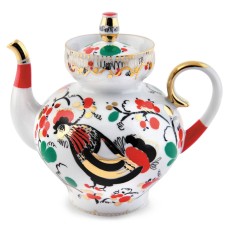 Teapot Cockerels Imperial Lomonosov Porcelain